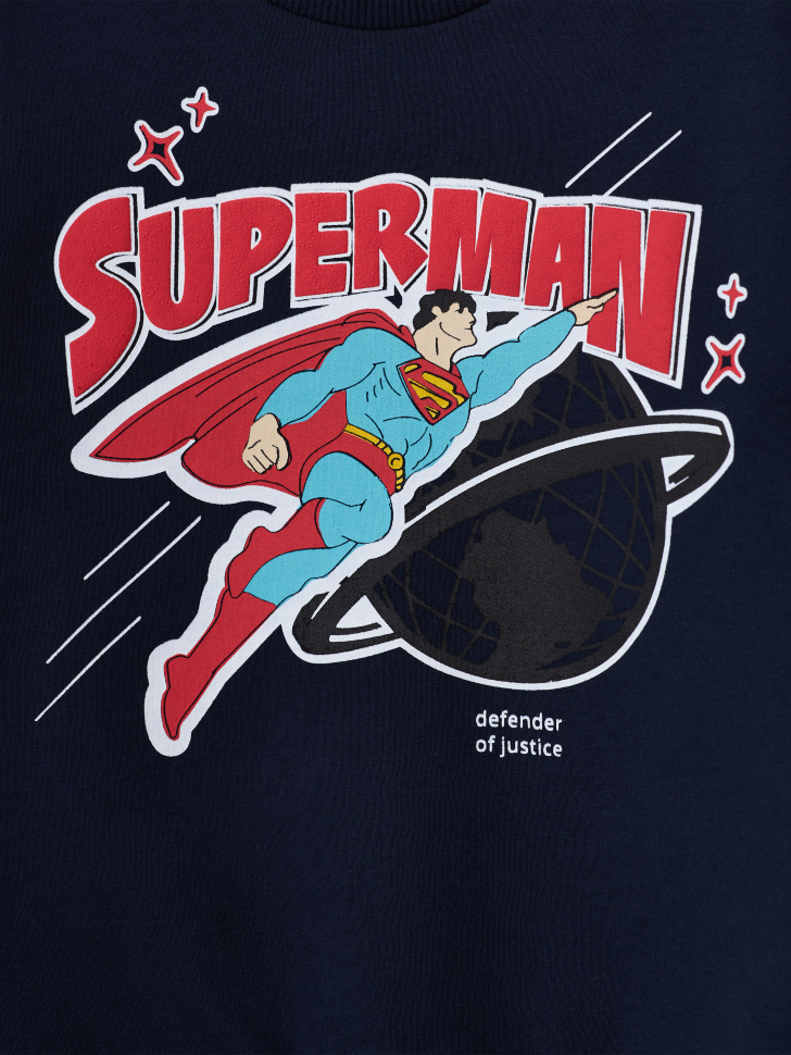 Свитшот с принтом Superman для мальчиков (синий, 92) sela 4680168295911 - фото 3