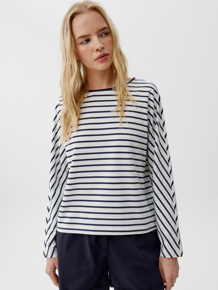 лонгслив в полоску прямого кроя 4640611009731 фотография