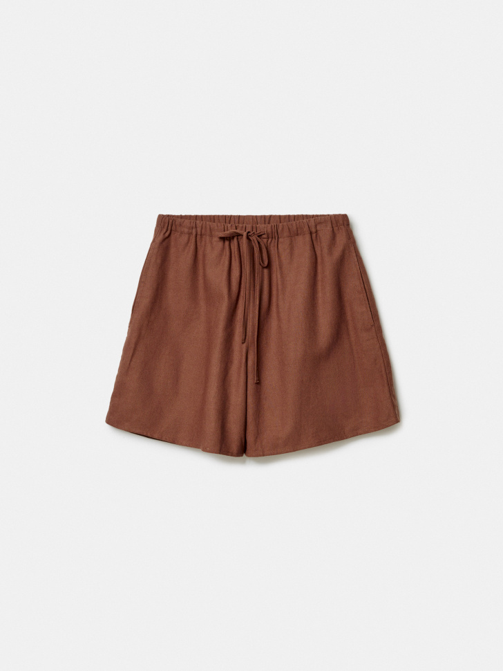 Шорты Sela из вискозы и льна, коричневый, арт. 52352