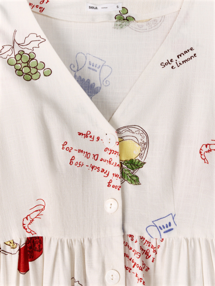 платье миди из вискозы и льна от бренда sela вид слева