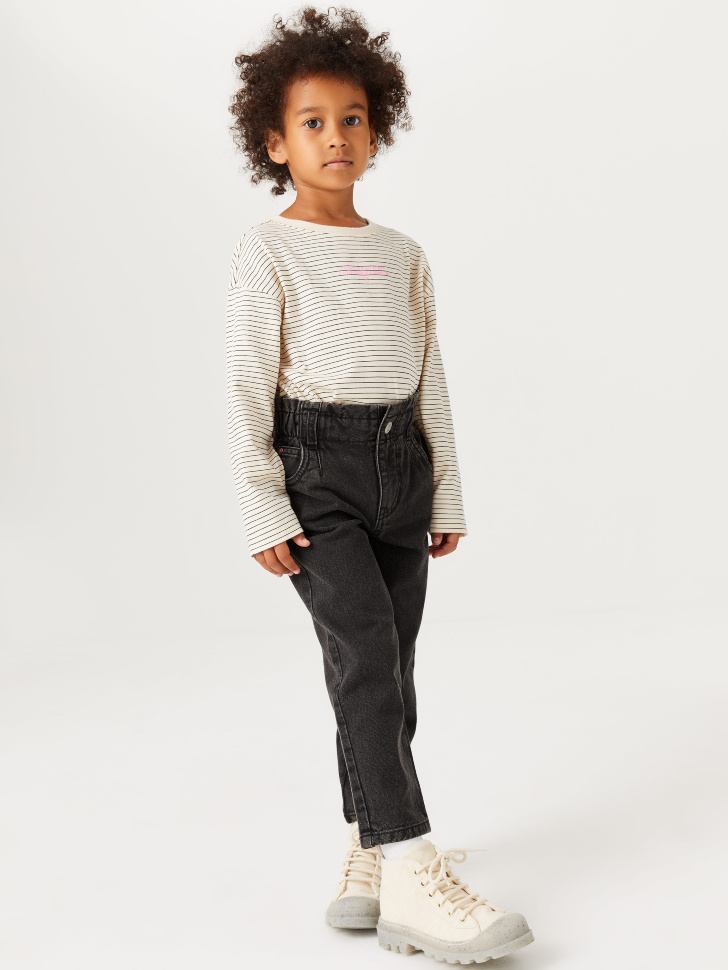 

Джинсы Mom fit для девочек, Черный