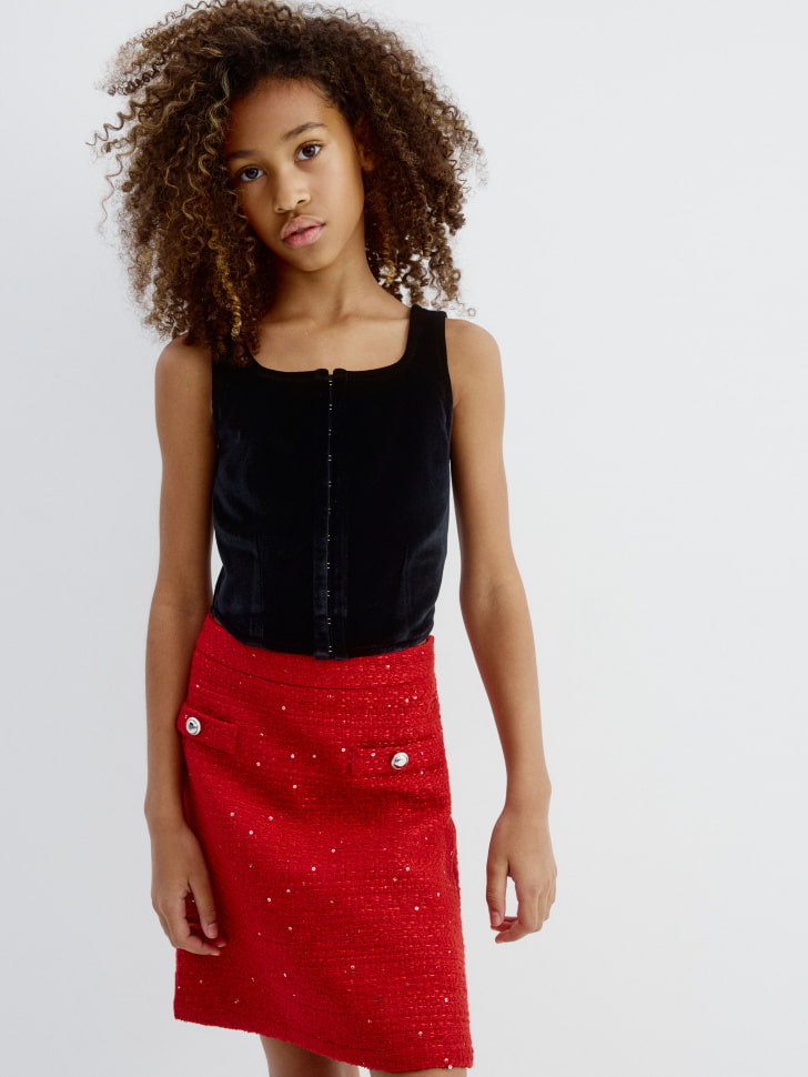 

Бархатный укороченный топ для девочек, SL5811050209