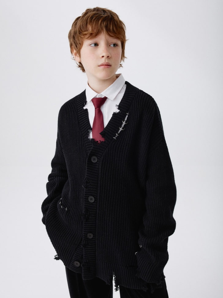 

Вязаный кардиган в стиле гранж детский, SL5811070606