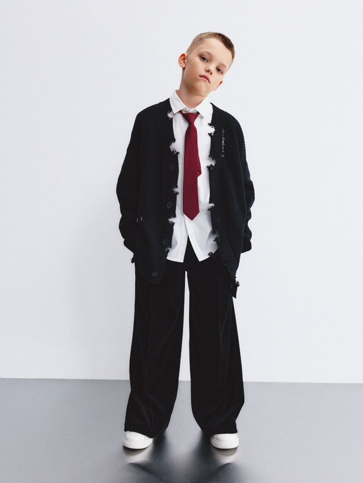 вязаный кардиган в стиле гранж детский от бренда sela вид слева