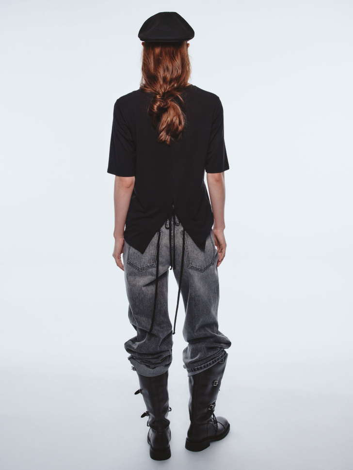 футболка из лиоцелла с завязками из линейки  young от бренда sela вид слева