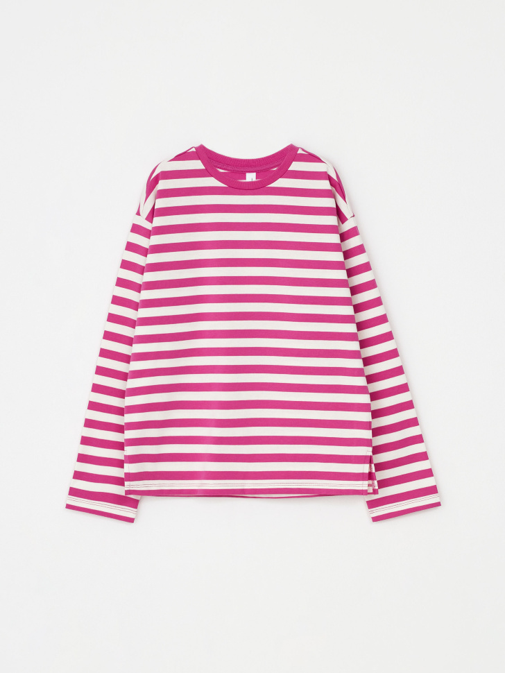 Лонгслив в полоску для девочек (розовый, 152)