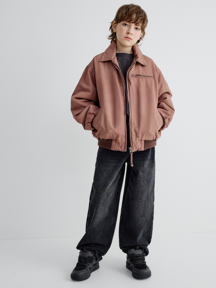 куртка из хлопка с эффектом стирки для мальчиков от бренда sela вид слева