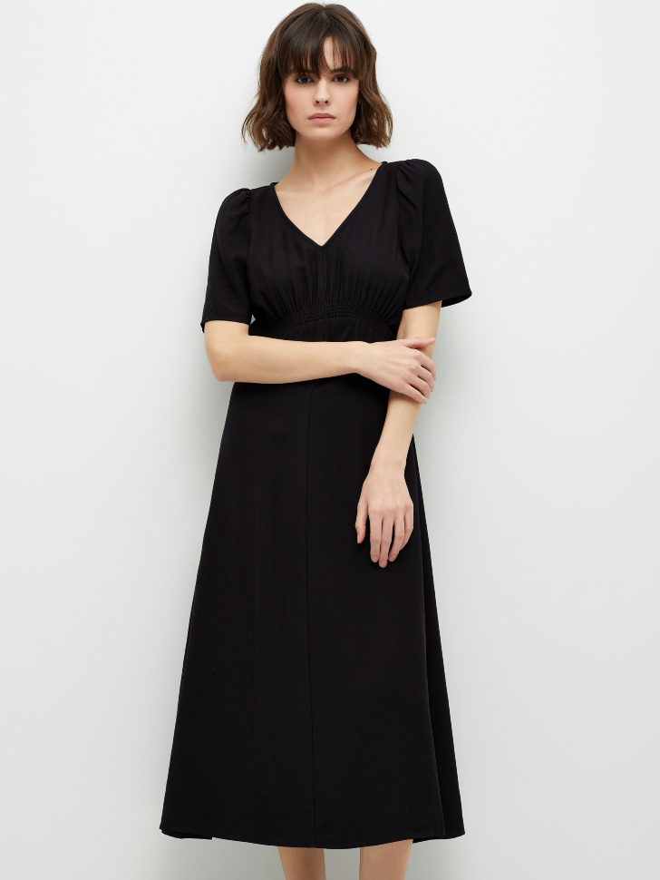 Вискозное платье миди (черный, S) от Sela