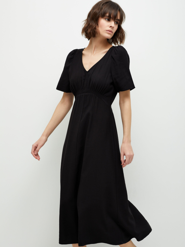 Вискозное платье миди (черный, S) от Sela
