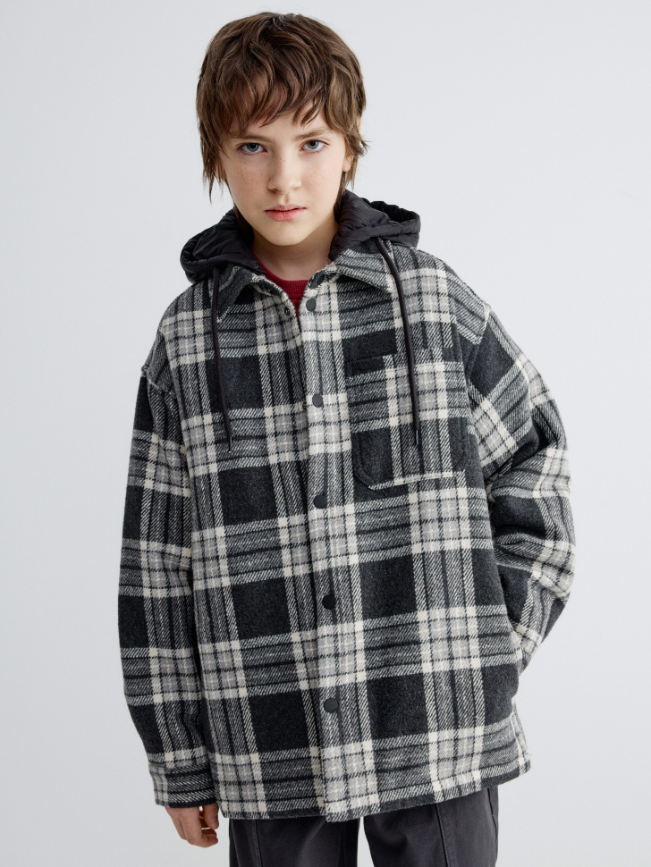

Куртка-рубашка в клетку с капюшоном детская, SL6803071108