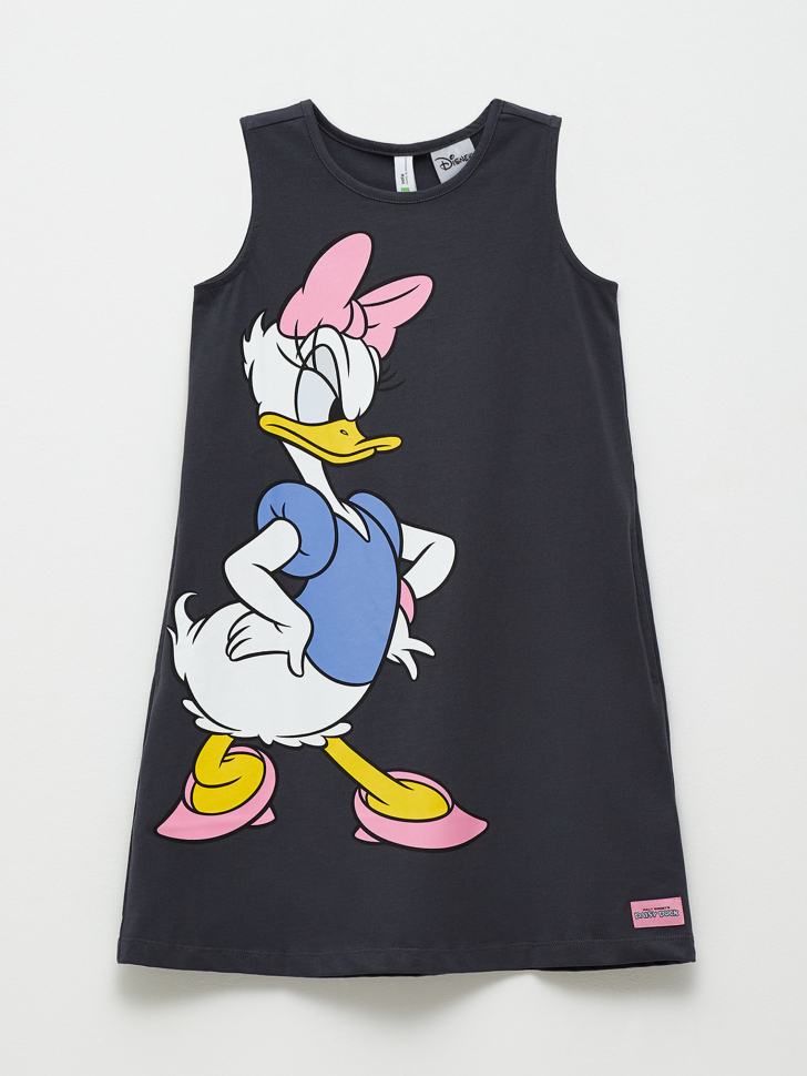 

Трикотажное платье с принтом Disney Daisy Duck для девочек, Серый