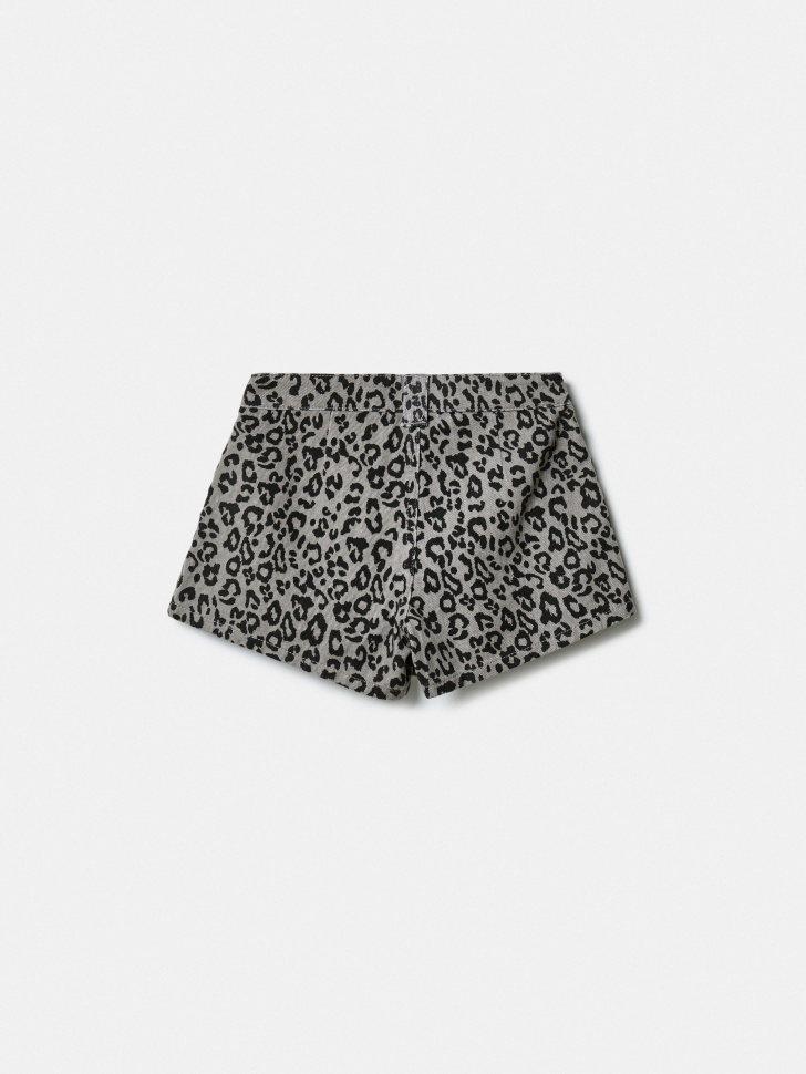 джинсовая юбка-шорты с леопардовыми принтом для девочек по цене 2299 руб вид справа