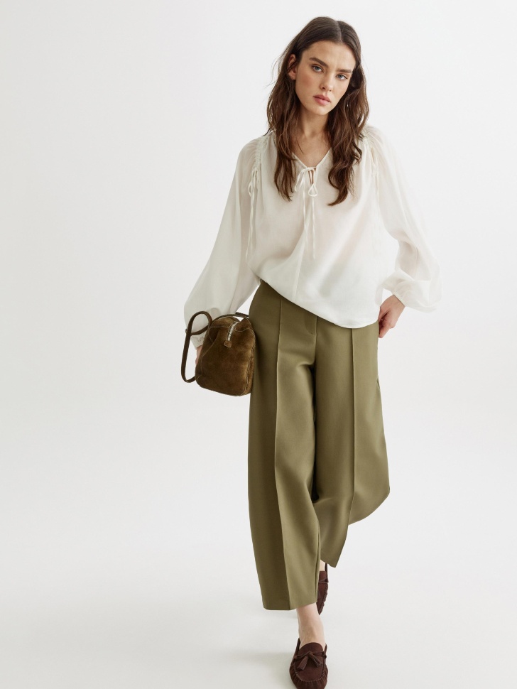 Брюки Sela укороченные со стрелками, зеленый, арт. 43969