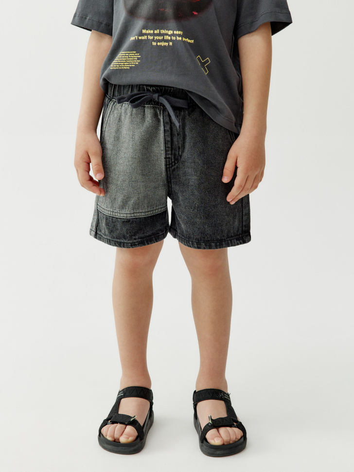 джинсовые шорты на резинке для мальчиков от бренда sela вид слева