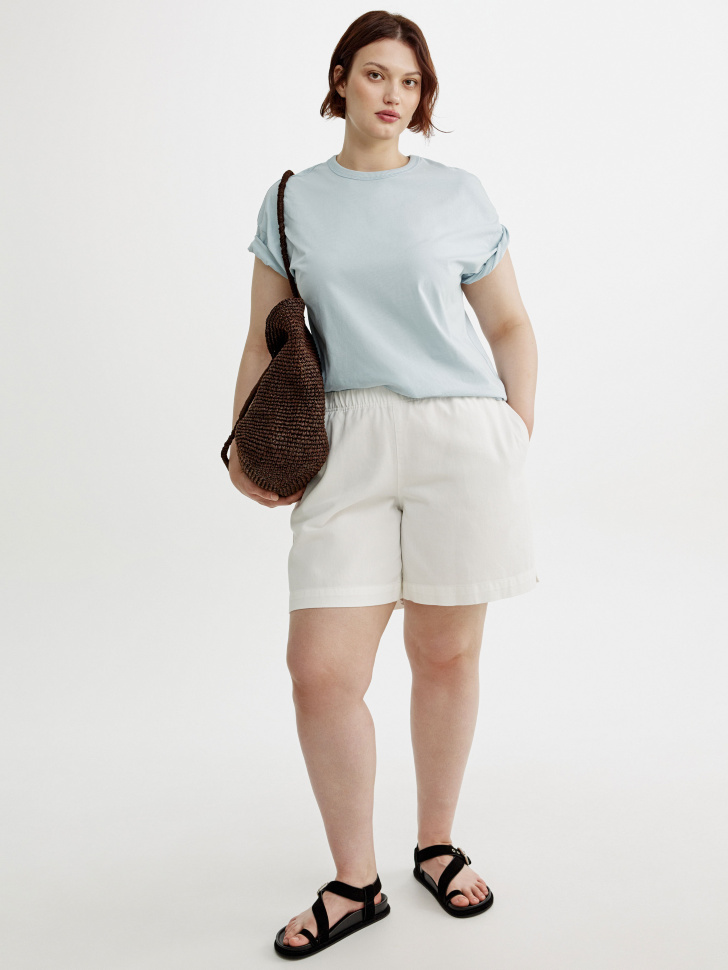 джинсовые шорты багги на резинке от бренда sela вид слева