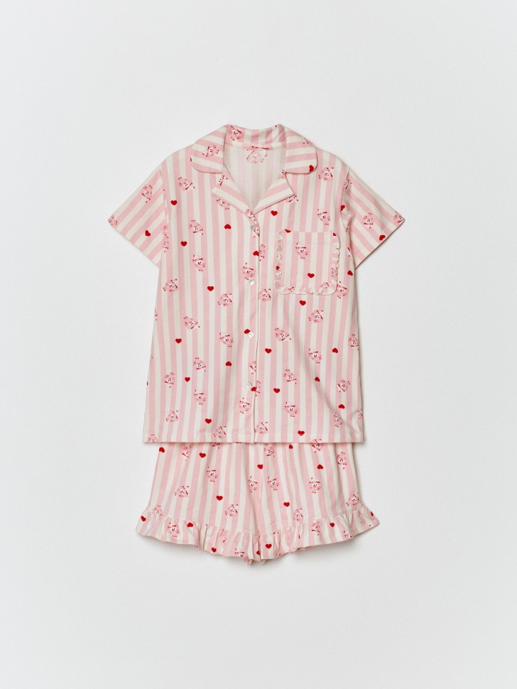 трикотажная пижама для девочек с принтом  x смешарики 4610517203489 фотография