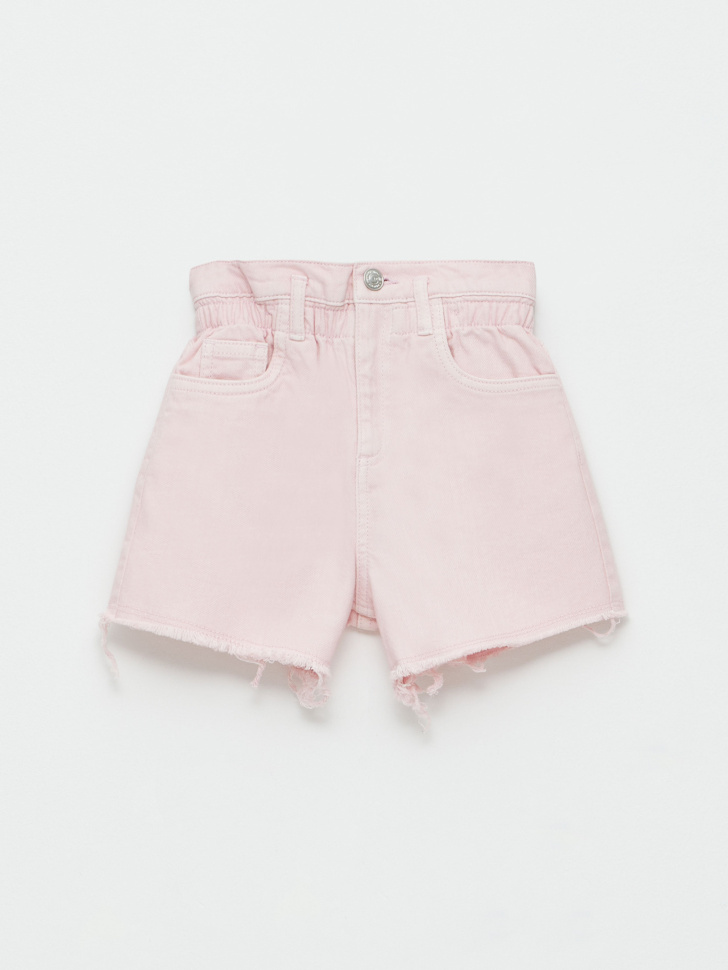 Джинсовые шорты с присборенной талией для девочек (розовый, 140) sela 4680129408152 - фото 2