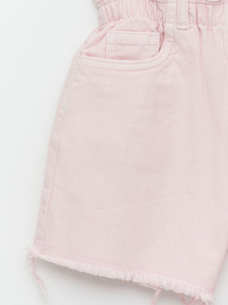 Джинсовые шорты с присборенной талией для девочек (розовый, 140) sela 4680129408152 - фото 3