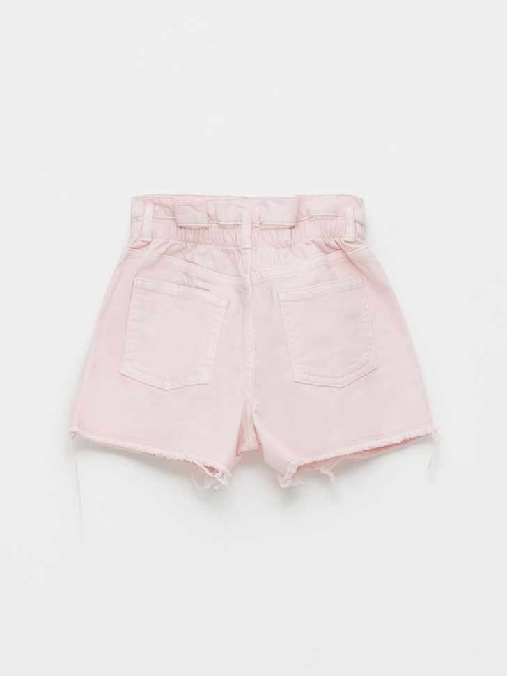 Джинсовые шорты с присборенной талией для девочек (розовый, 140) sela 4680129408152 - фото 4