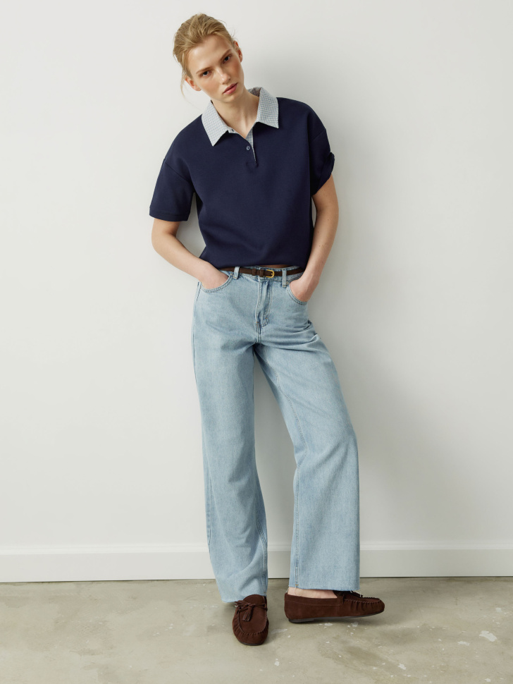 Джинсы SELA Прямые с необработанным низом, синий, арт. 42048