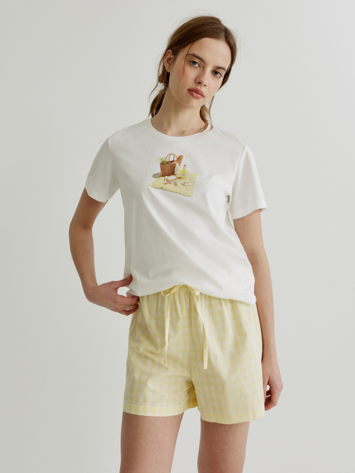 Женская хлопковая пижама SELA с принтом, разноцветный, арт. 39052