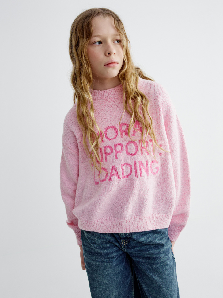 Вязаный джемпер SELA с жаккардовым принтом, розовый, арт. 40564