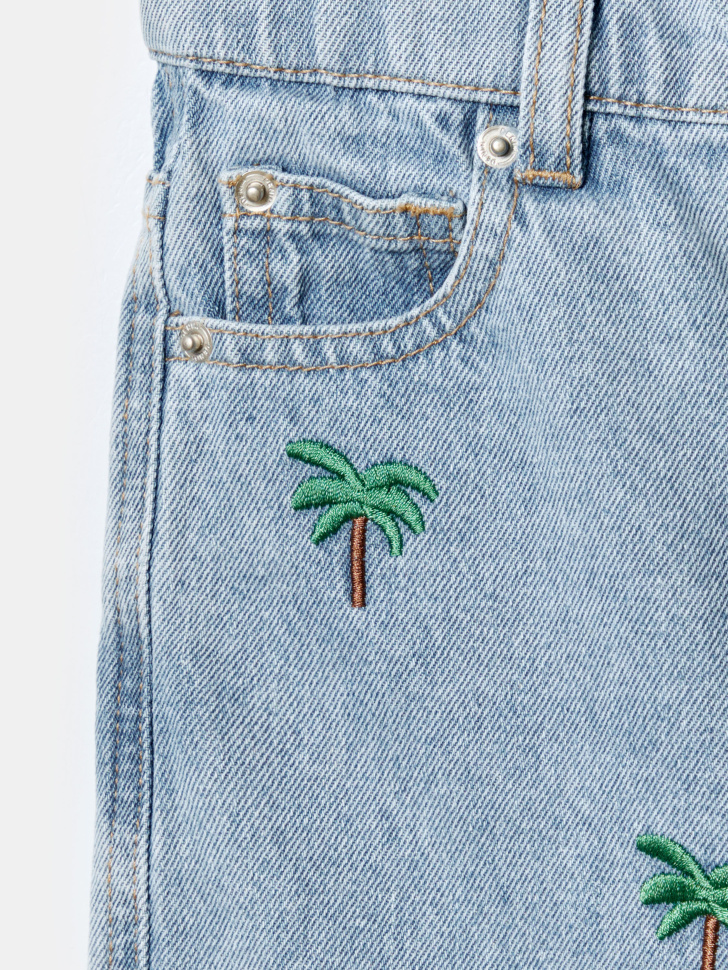 джинсовые шорты с вышивкой для мальчиков из россии вид сбоку