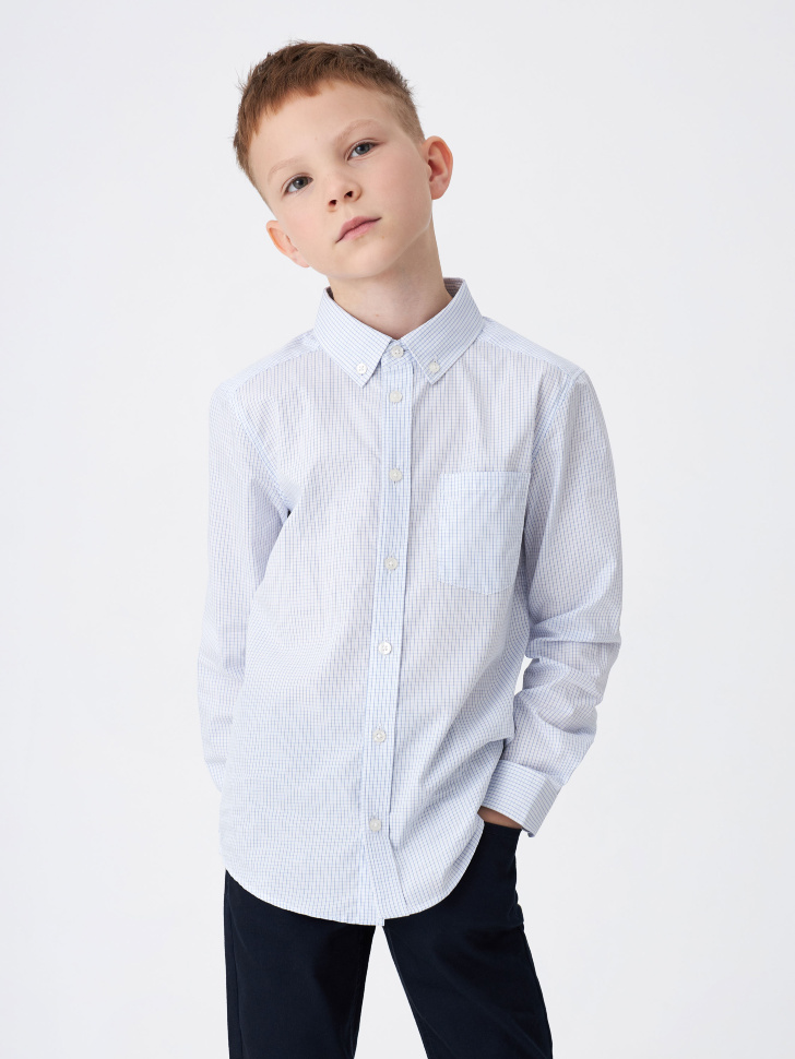 

Школьная рубашка в клетку для мальчиков