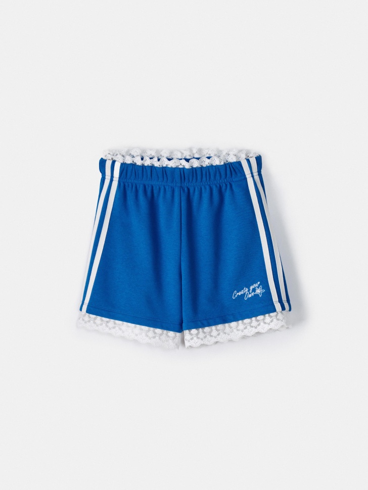 Шорты Sela с лампасами и кружевом, синий, арт. 54396