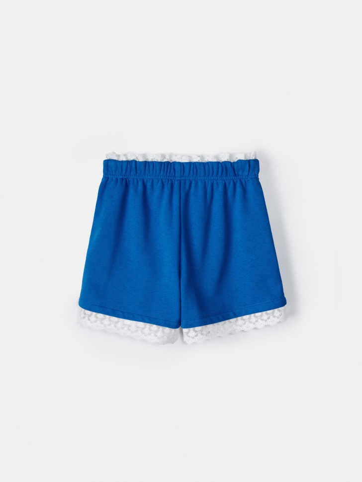 короткие шорты с лампасами и кружевом для девочек от бренда sela вид слева