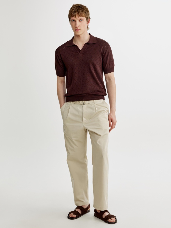 вязаное поло с коротким рукавом от бренда sela вид слева