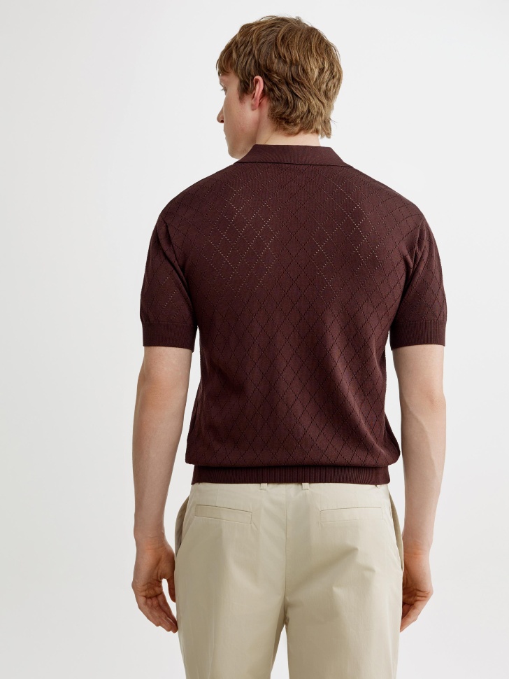 вязаное поло с коротким рукавом по цене 3299 руб вид справа