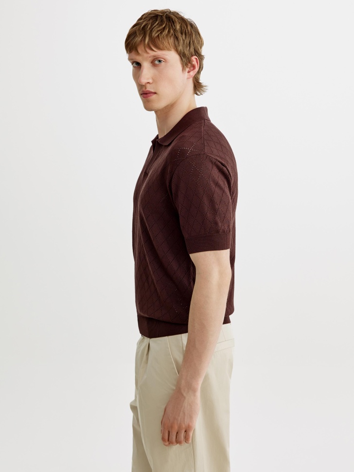 вязаное поло с коротким рукавом из россии вид сбоку