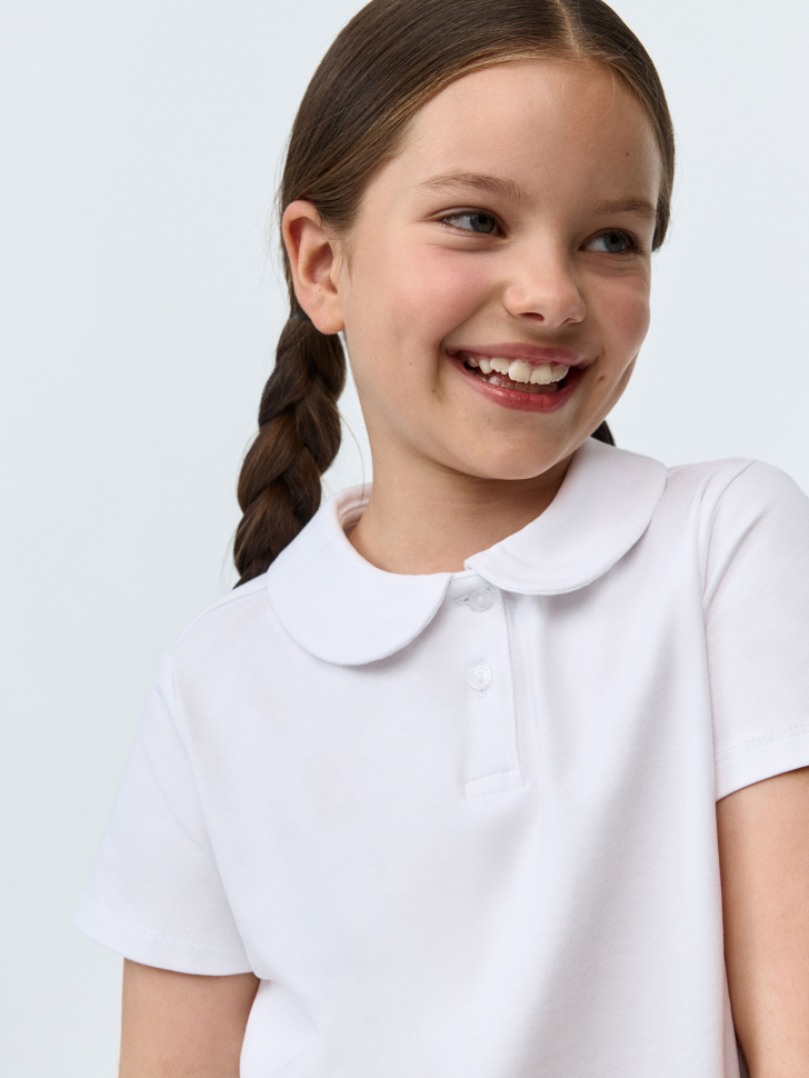 

Трикотажная футболка с воротником для девочек