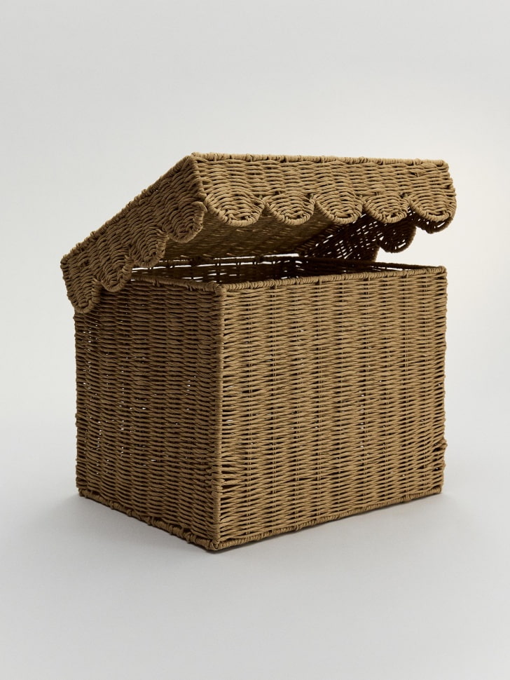 Плетеная корзина с крышкой, коричневый, арт. 001