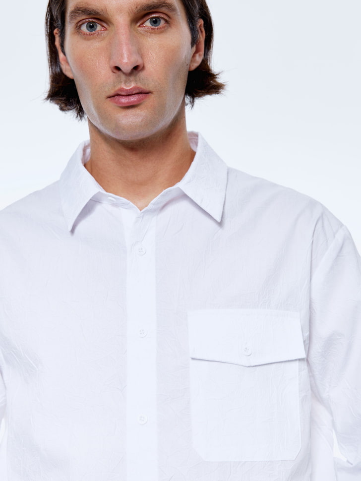 рубашка свободного кроя из ткани с жатым эффектом 4610517021540 с промокодом