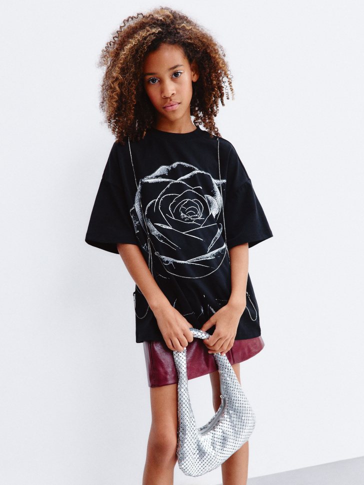 Футболка оверсайз с декоративной цепочкой, арт. 15763