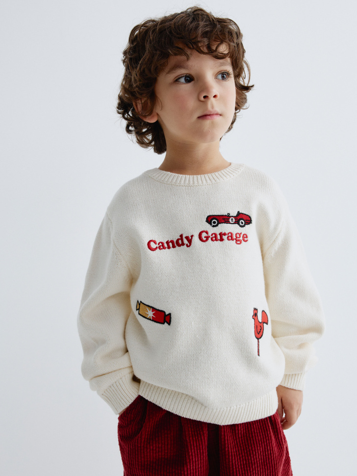 вязаный джемпер с вышивкой для мальчиков 4610517134530 в интернет магазине