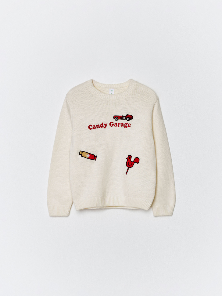 вязаный джемпер с вышивкой для мальчиков 4610517134530 с промокодом