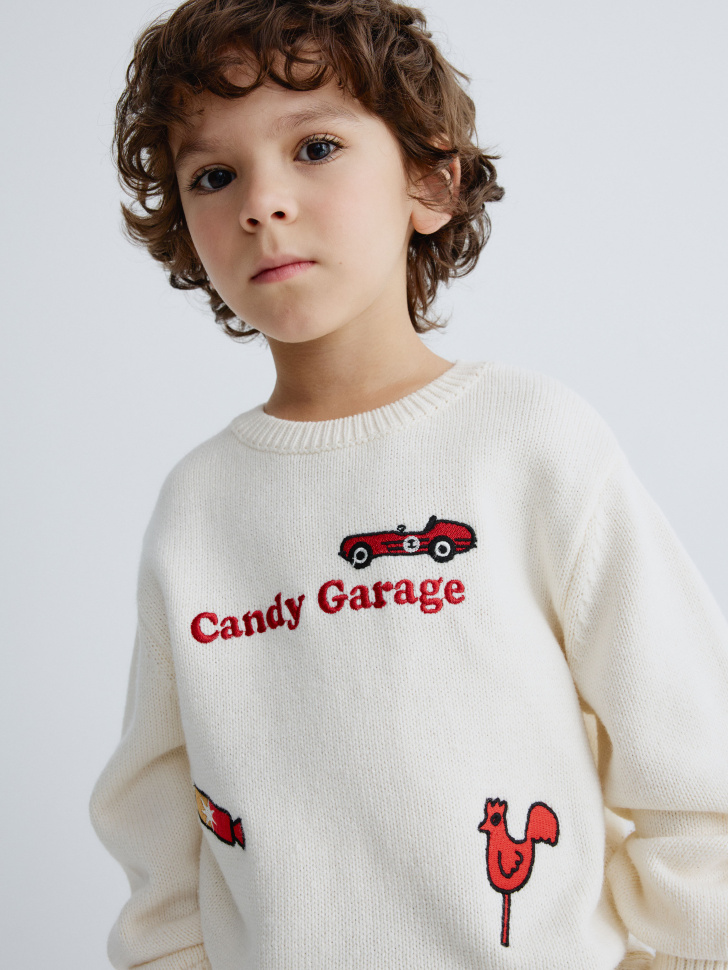 вязаный джемпер с вышивкой для мальчиков 4610517134530 по распродаже