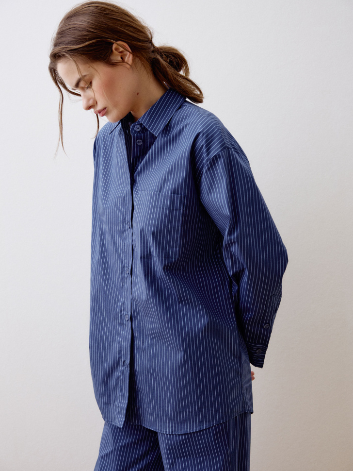 домашняя оверсайз рубашка в полоску 4680798360409 фотография