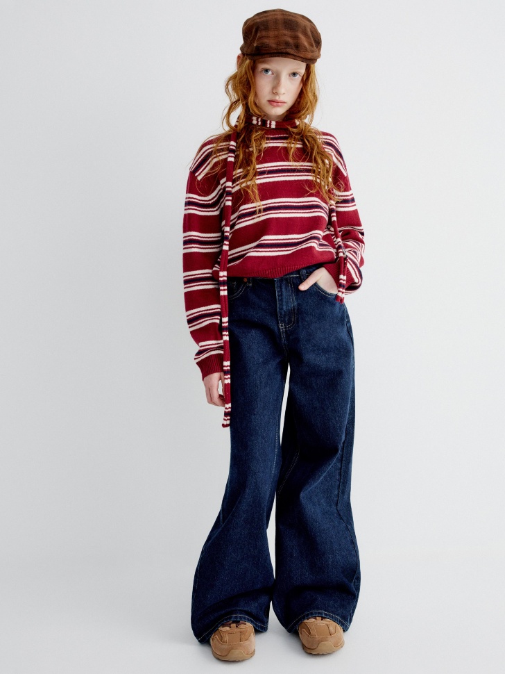 вязаный джемпер с шарфом для девочек 4610517297136 по акции