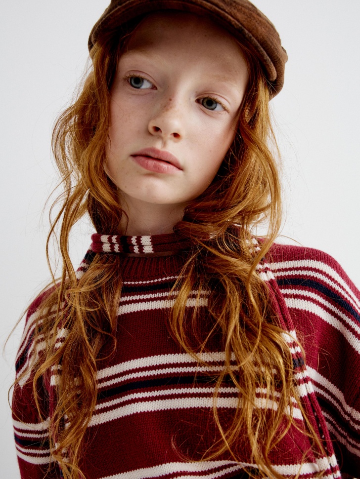 вязаный джемпер с шарфом для девочек 4610517297136 в интернет магазине