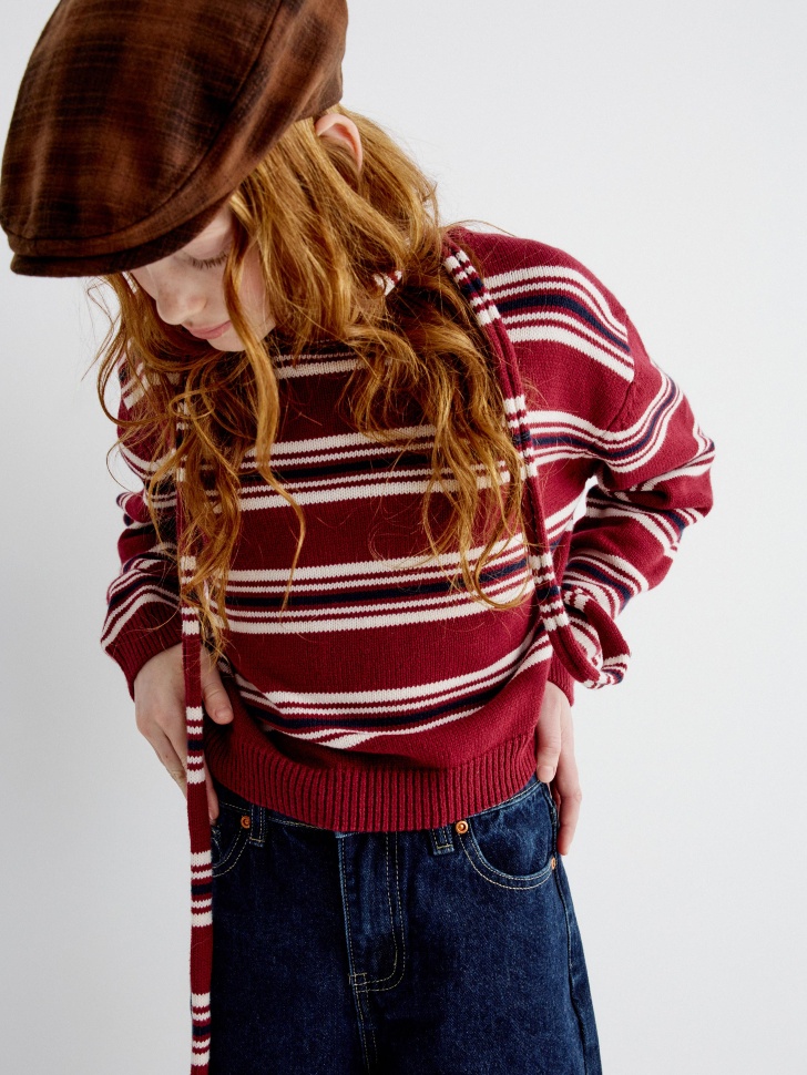 вязаный джемпер с шарфом для девочек 4610517297136 с промокодом