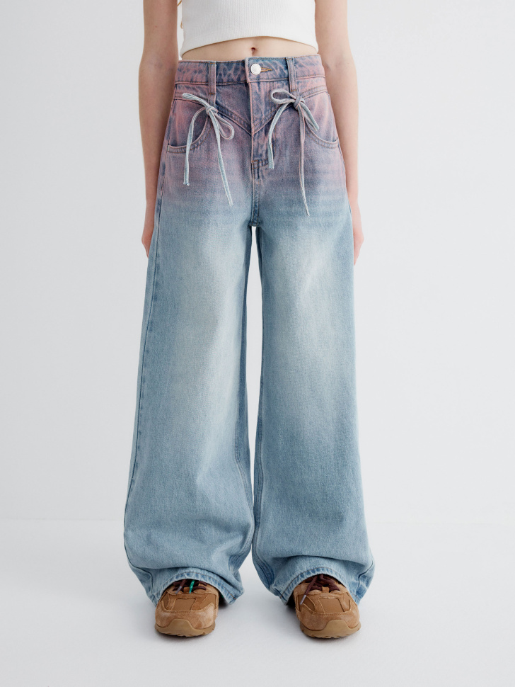 Джинсы Wide leg с градиентом для девочек, арт. 31999