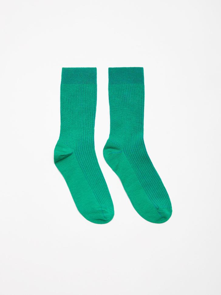 Высокие носки в рубчик (зеленый, 23-25) sela 4680129490225 - фото 1