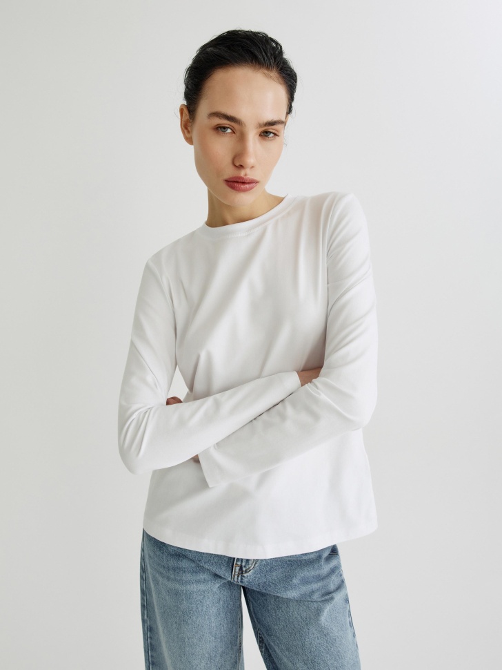 SELA Базовый Лонгслив, белый, арт. 39090