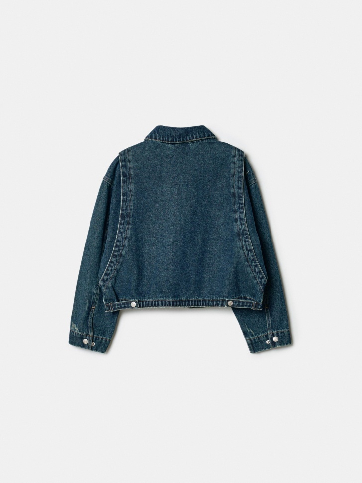 джинсовая куртка на молнии для девочек от бренда sela вид слева