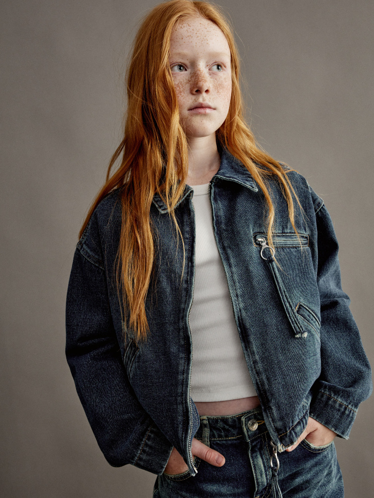 

Джинсовая куртка на молнии для девочек, SL5808051101