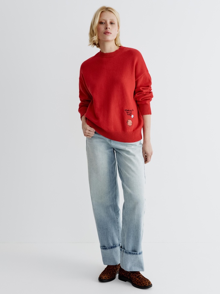 вязаный джемпер с вышивкой  x союзмультфильм от бренда sela вид слева